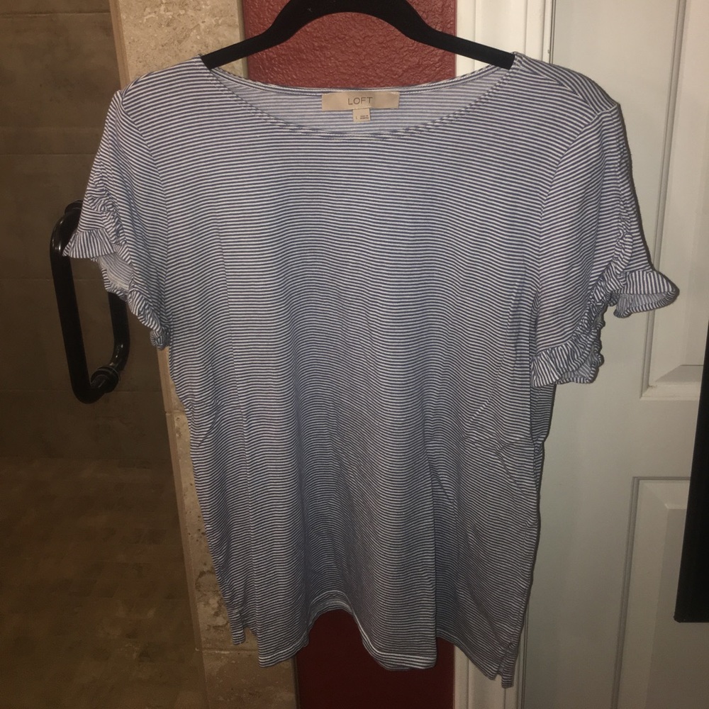 stripped blouse/ ruffled sleeves